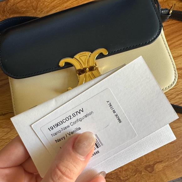 Celine Bi Color NANO TRIOMPHE BAG IN SHINY CALFSKIN - Picture 12 of 12